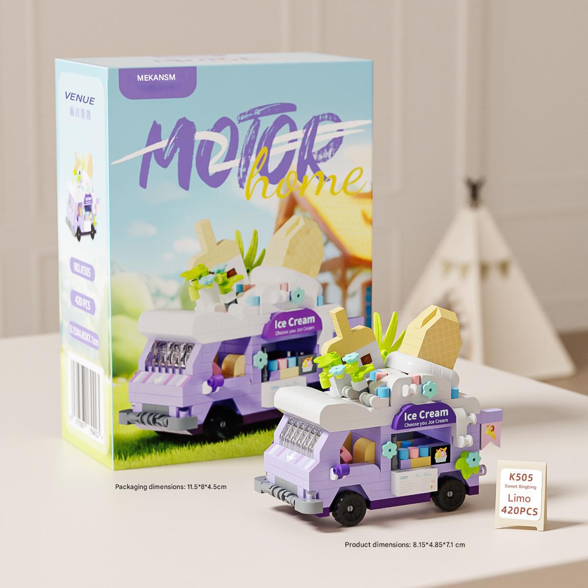 Food Truck Street Stall Building Kit – Mini Vending Cart Micro Build Set
