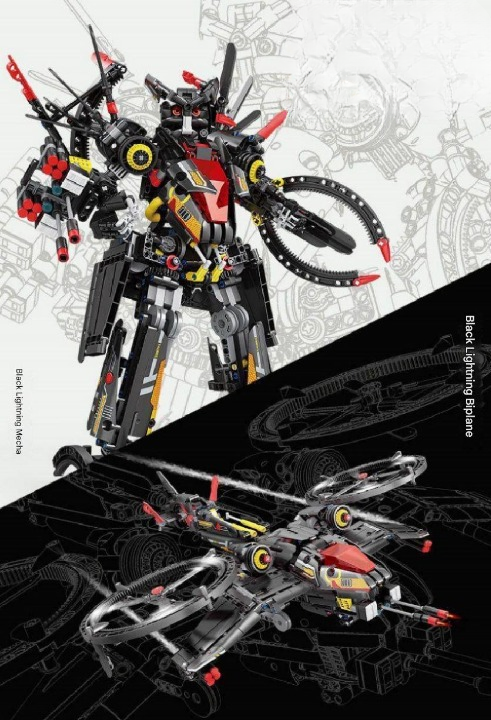 Black Lightning Mecha Building Kit – Twin Wing Combat Robot Display