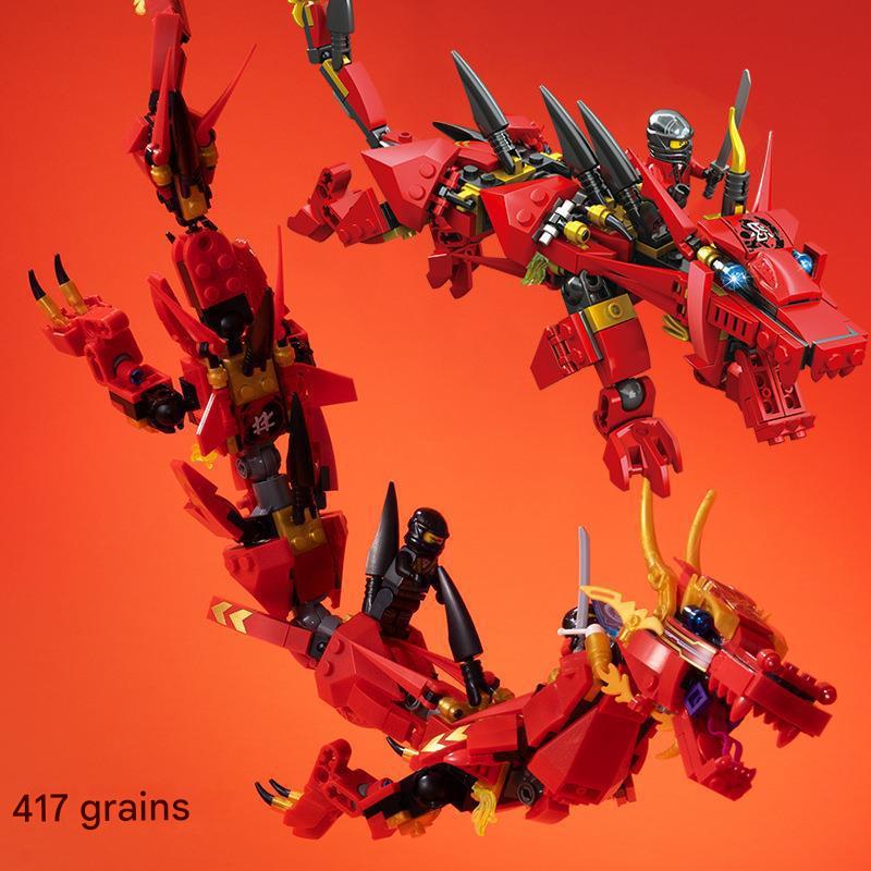 2-in-1 Mecha Dragon Ninja Building Kit – Elemental Dragon Warrior Display