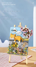 Mini Wooden 3D  Easel Scene Painting Micro Building Block Set