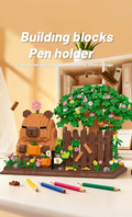 Mini Cute Bear Tree House Pen Holder Building Block Set