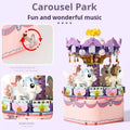 Amusement Park Music Box Building Block Kit – Rotating Carousel & Ferris Wheel Set