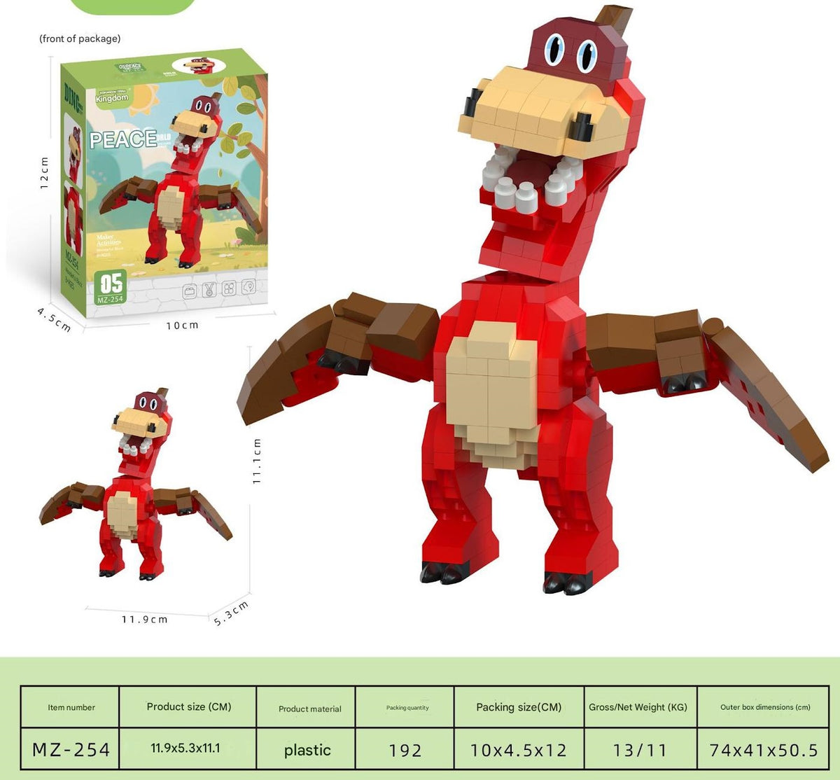 Cartoon Dinosaur Building Kit – Cute Dino Micro Build Set