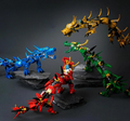 2-in-1 Mecha Dragon Ninja Building Block Kit – Elemental Dragon Warrior Display Set