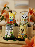Cute Animal Glass Dome Building Block Kit – Miniature Animal Display Set with Dome