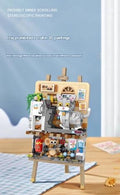 Mini Wooden 3D  Easel Scene Painting Micro Building Block Set