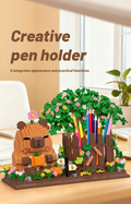 Mini Cute Bear Tree House Pen Holder Building Block Set