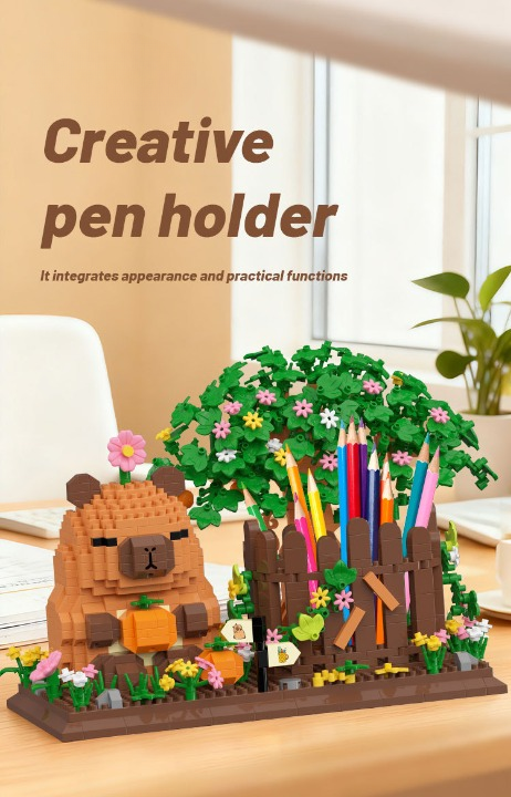 Capybara Pen Holder Building Kit – Cute Tree House Micro Build