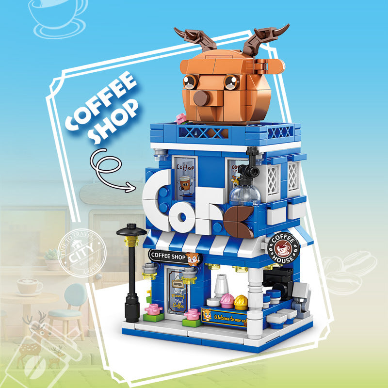 Animal Cafe Shop Building Kit – Cute Rooftop Storefront Set