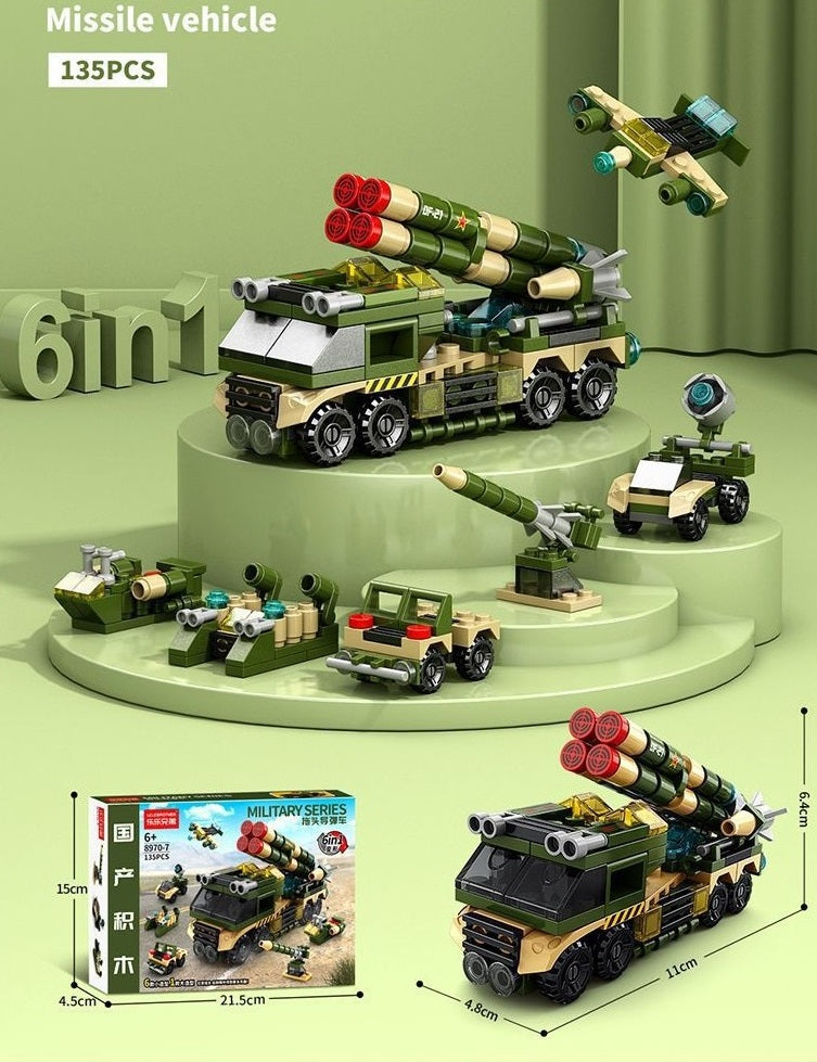 Military Vehicles Building Kit – 6-in-1 Aircraft Carrier & Helicopter Set