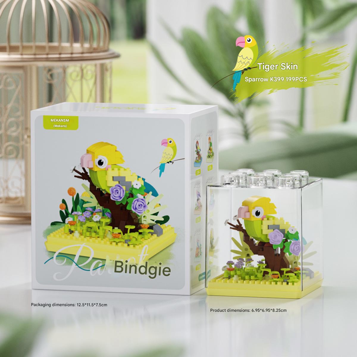 Tropical Parrot Diorama Building Kit – Micro Bird Display Set | 190-210 Pcs