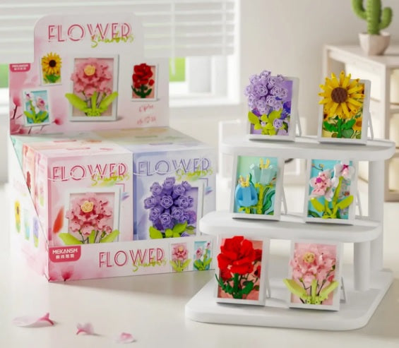 3D Flower Shadow Frame Building Kit – Floral Wall Art Display Set