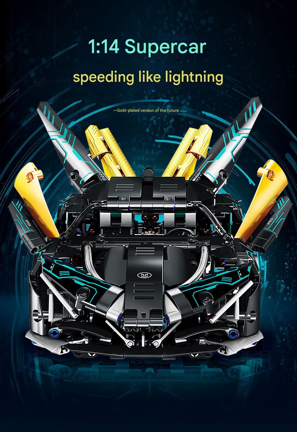 Black Gold Supercar Building Kit – Italian Sports Car Display