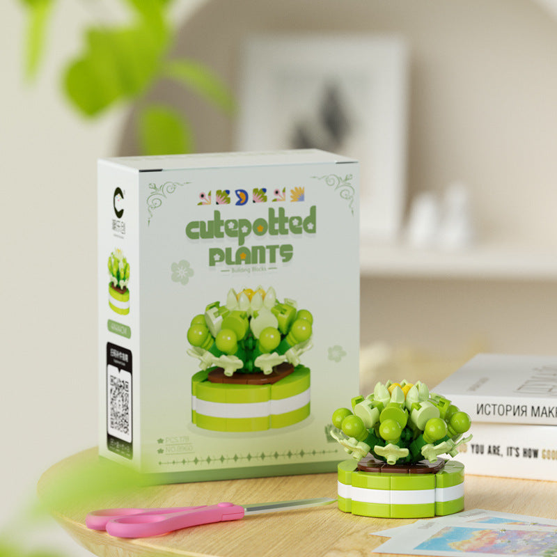 Cute Potted Plant Building Kit – Mini Botanical Display Set