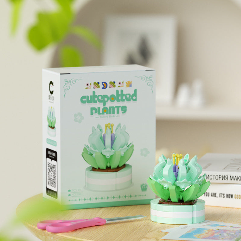 Cute Potted Plant Building Kit – Mini Botanical Display Set