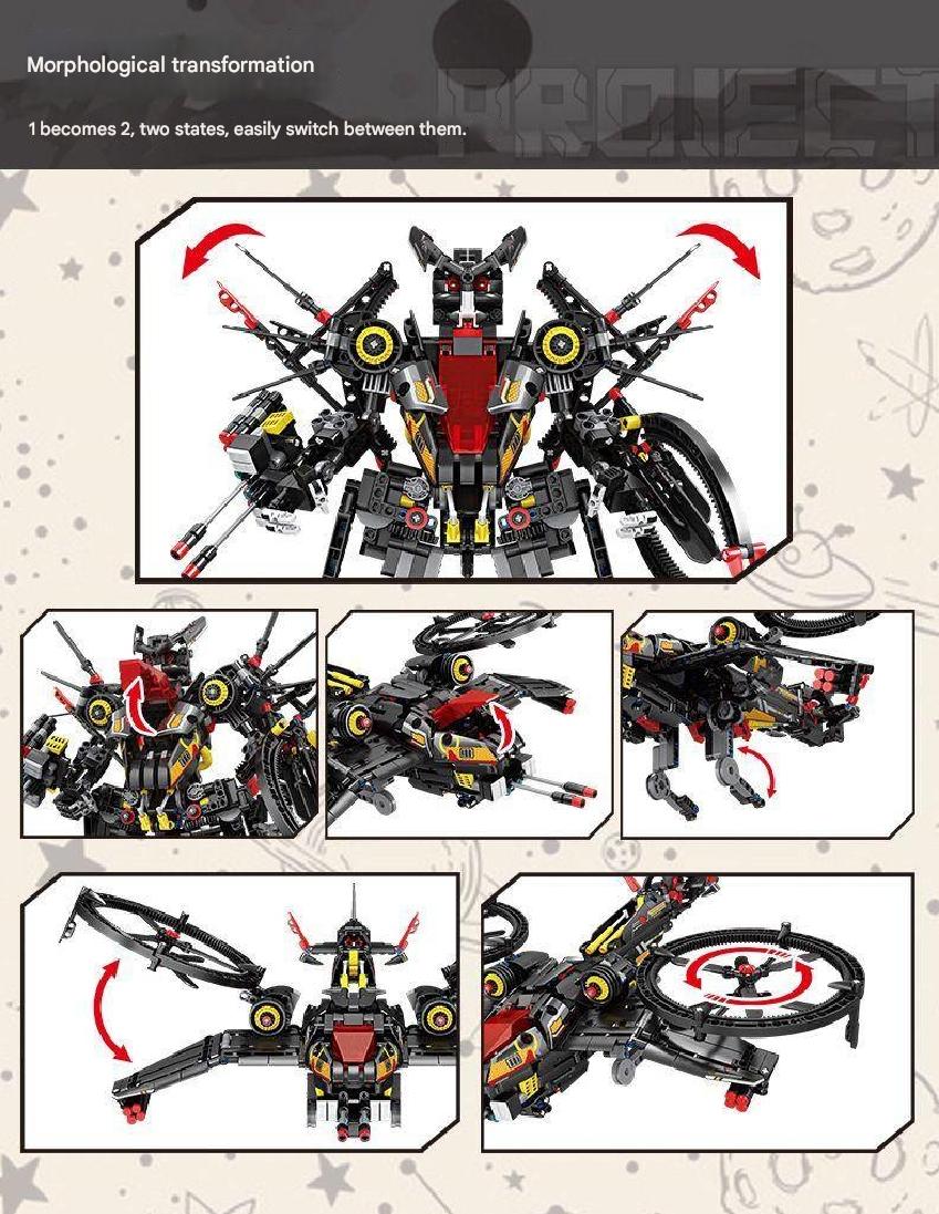 Black Lightning Mecha Building Kit – Twin Wing Combat Robot Display
