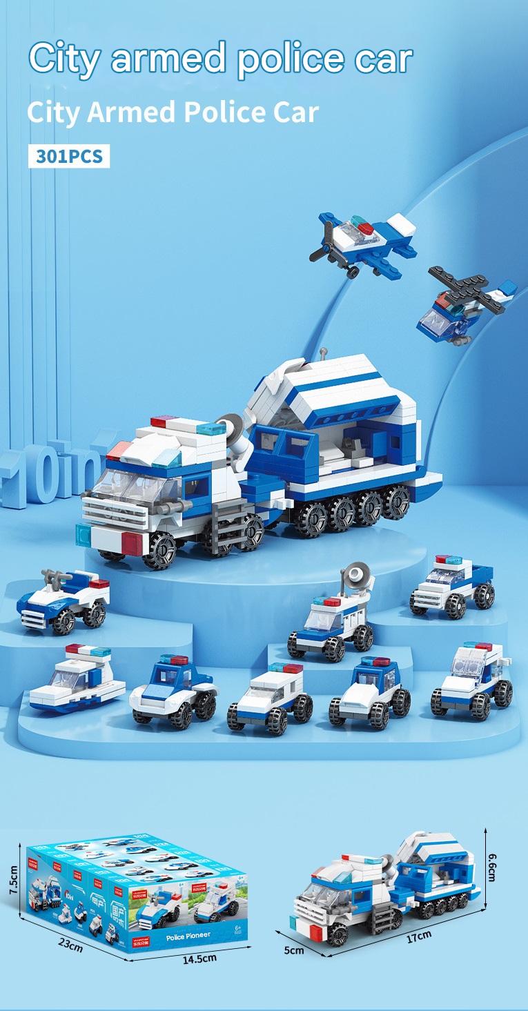 Emergency Vehicles Building Kit – 10-in-1 Fire Truck & Police Car Set