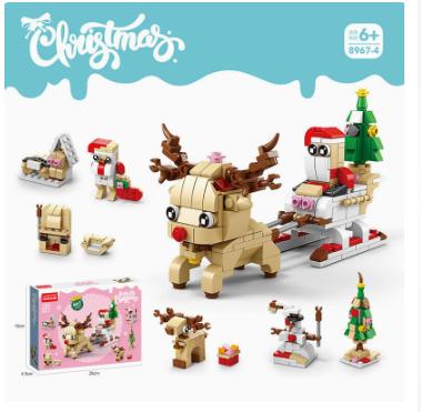 Reindeer and sleigh Christmas building block set
