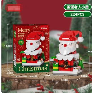 Santa's cottage micro brick Christmas build, 224 pieces