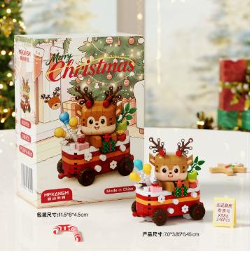 Reindeer Christmas mini train micro building kit