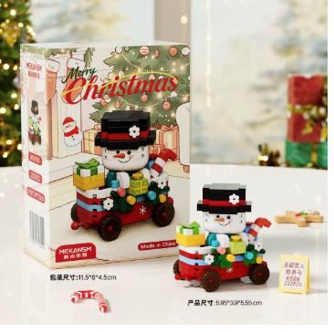 Snowman Christmas mini train micro building kit